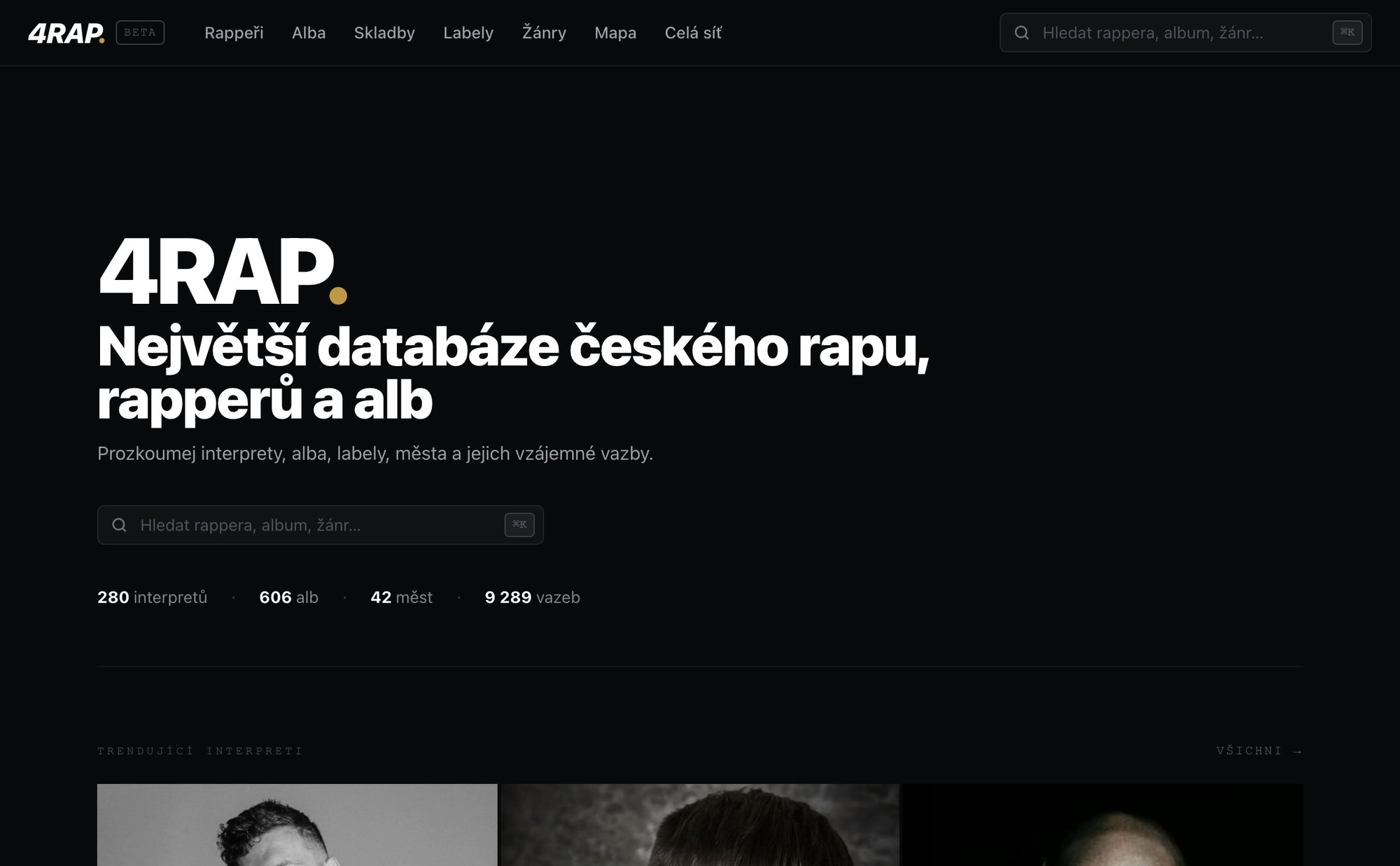 Screenshot projektu 4RAP.CZ